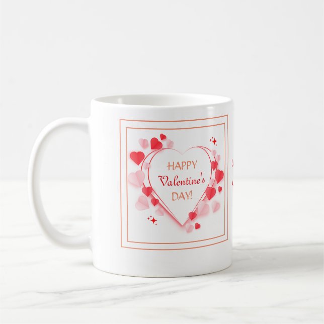 Mug Cadeau Heureuse Sainte-Valentin aux Coeurs rouges  (Gauche)