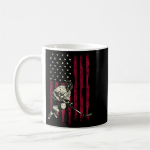 Mug Cadeau Hockey Vintage Drapeau Américain 4 Juillet