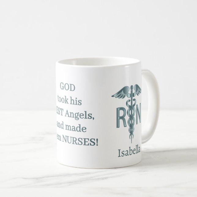 Mug Cadeau infirmière de la RN - Personnaliser - Turqu (Devant droit)