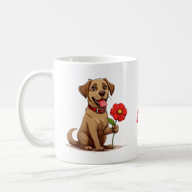 Mug Cadeau Labrador Floral Citation d'Amour Esprit Lib (Gauche)