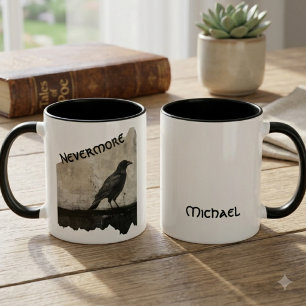 Mug Cadeau littéraire d'art de corbeau gothique