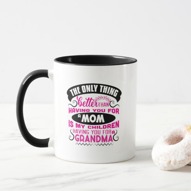 Mug Cadeau maman grand-mère art de mots  (Avec donut)