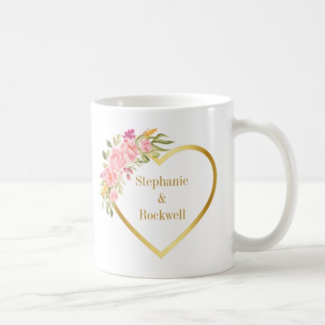 Mug Cadeau Mariage Rose or de corail rose (Droite)
