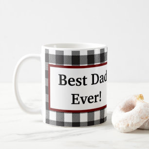 Mug Cadeau Meilleur Papa pour Papa à carreaux Noir et 