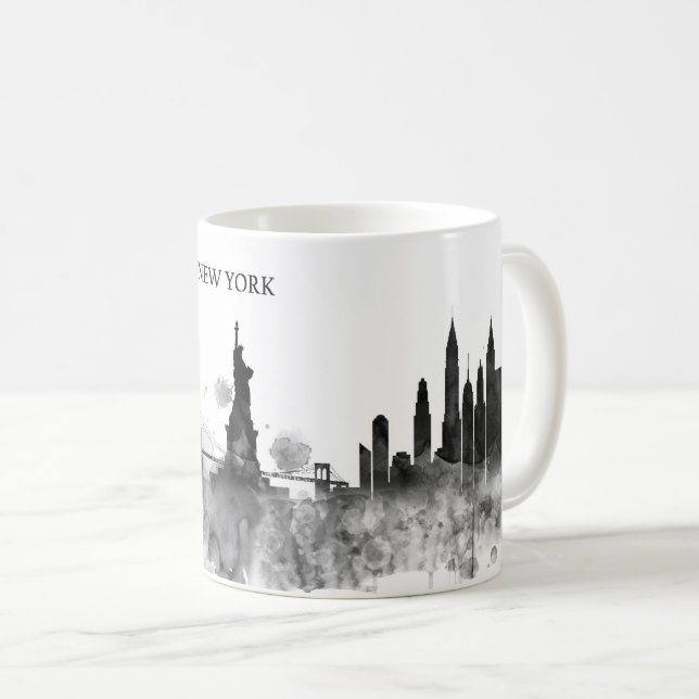 Mug Cadeau minimal de noir d'aquarelle d'horizon de (Devant droit)
