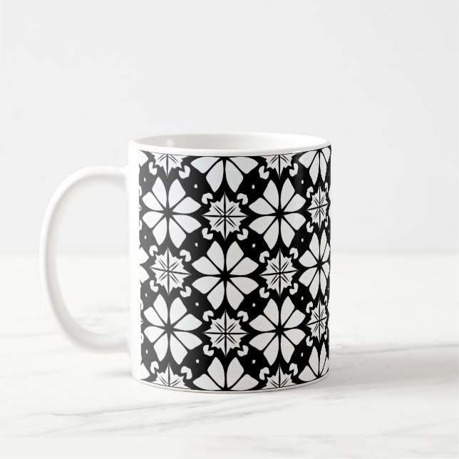 Mug ☕ Cadeau Moderne Géométrique Noir Blanc ⚫⚪ (Gauche)