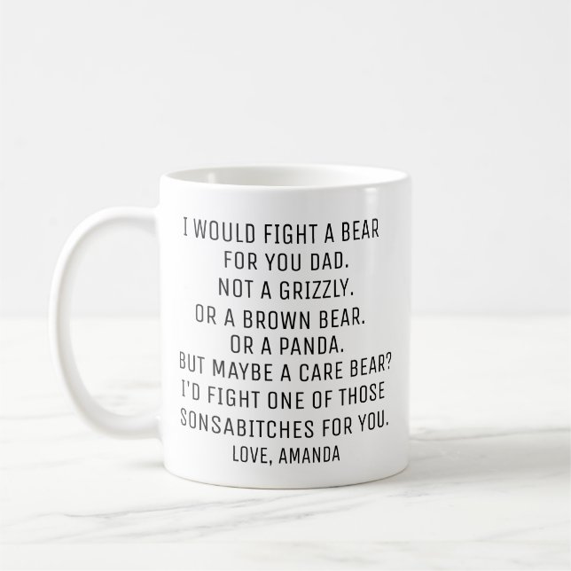 Mug Cadeau papa, drôle de papa Cadeau personnalisé, Fê (Gauche)