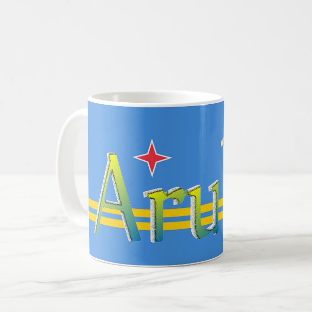 Mug Cadeau patriotique de drapeau d'Aruba (Devant gauche)