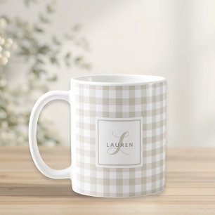 Mug Cadeau personnalisé avec initiale et nom à carreau