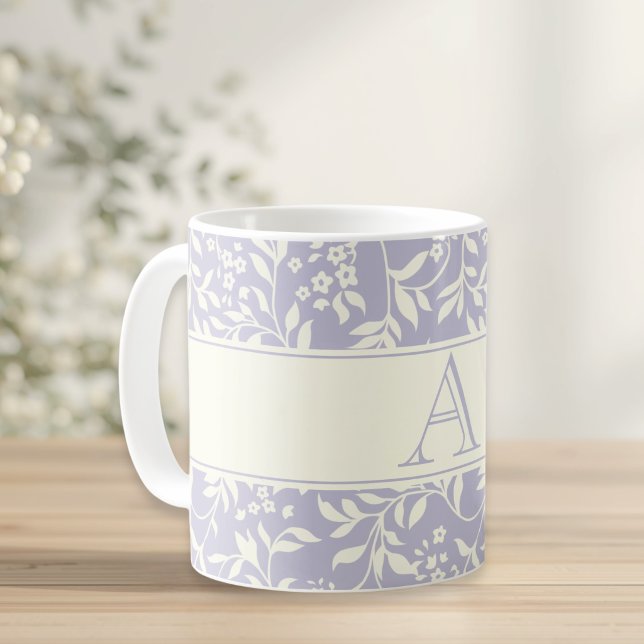 Mug Cadeau personnalisé avec initiale florale violette (Créateur téléchargé)