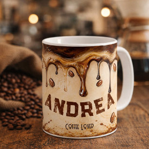 Mug Cadeau personnalisé avec nom - Art de goutte à caf
