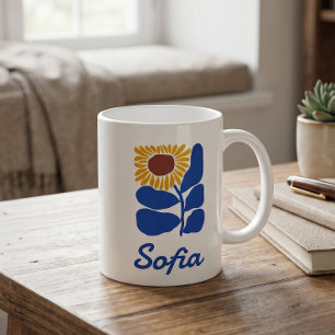 Mug Cadeau personnalisé avec nom personnalisé Fleur de