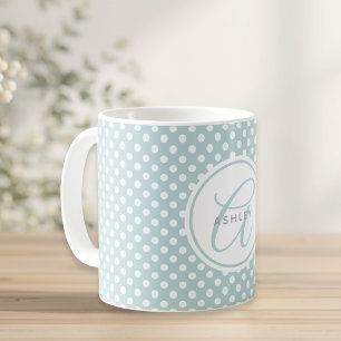Mug Cadeau personnalisé avec pois blancs et initiale