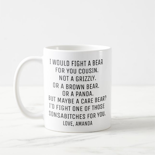 Mug Cadeau Personnalisé Cousin, Drôle Cousin (Gauche)