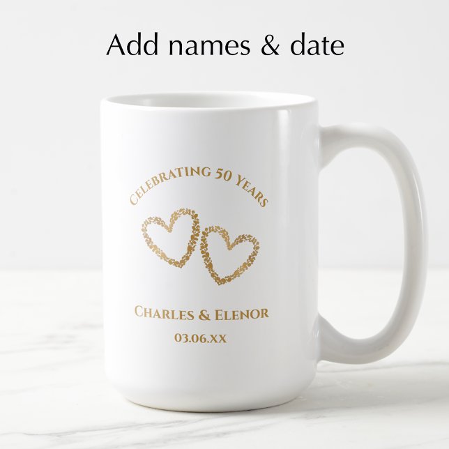 Mug Cadeau personnalisé de 50e anniversaire avec photo (Personalize this photo keepsake mug for a custom 50th wedding anniversary gift 
)