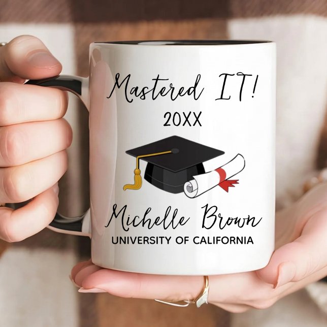 Mug Cadeau personnalisé de diplôme de master diplômé C (Créateur téléchargé)