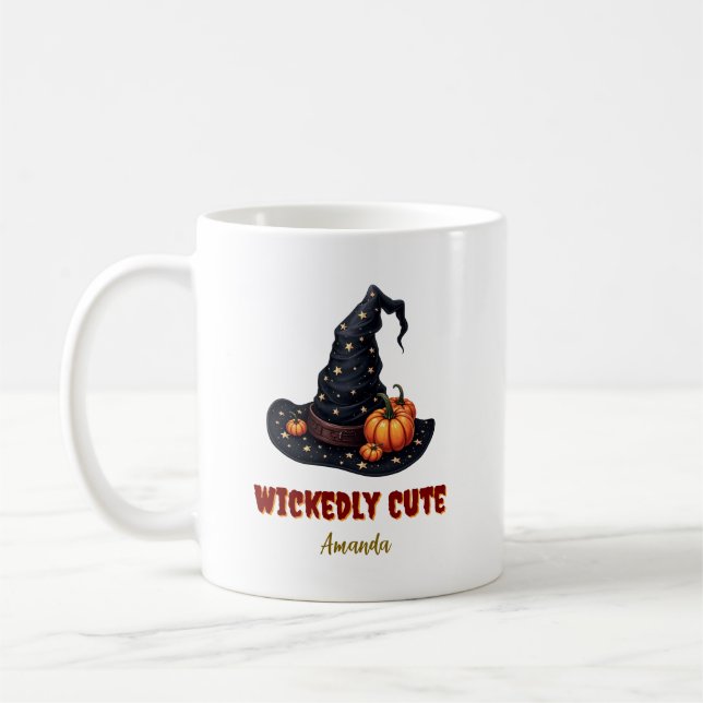 Mug Cadeau personnalisé de Halloween méchamment mignon (Gauche)