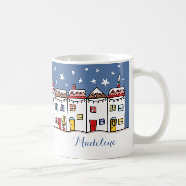 Mug Cadeau personnalisé de la scène de neige de Noël (Droite)