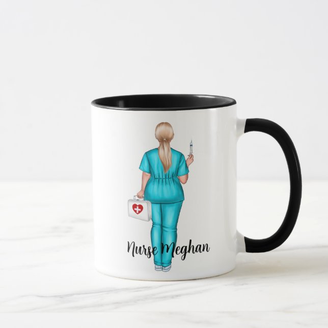 Mug Cadeau personnalisé de l'infirmière LPN (blonde) (Droite)