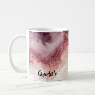 Mug Cadeau personnalisé de nom de marbre rose aquarell