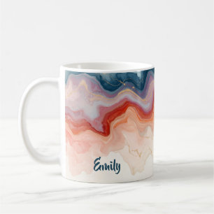 Mug Cadeau personnalisé de nom de marbre rose aquarell