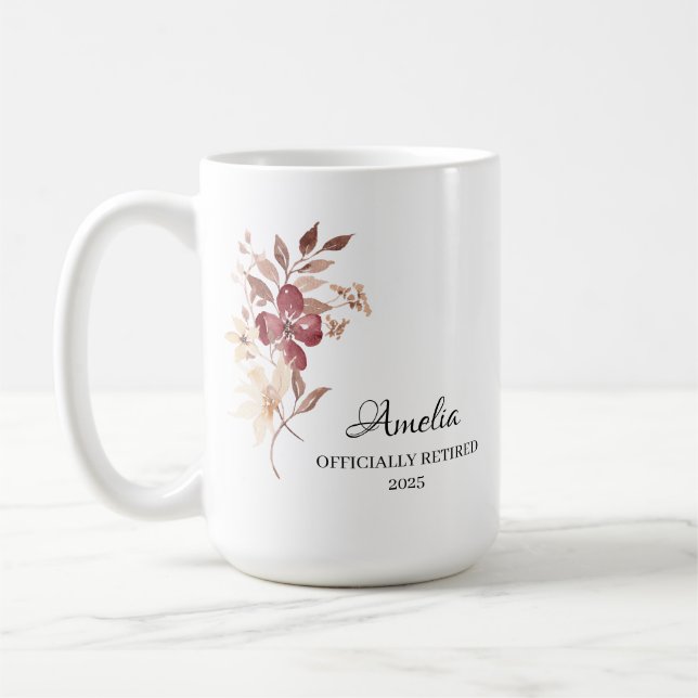 Mug Cadeau personnalisé de retraite heureuse (Gauche)