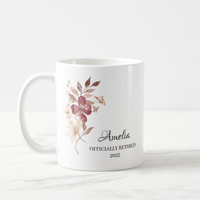 Mug Cadeau personnalisé de retraite heureuse (Gauche)