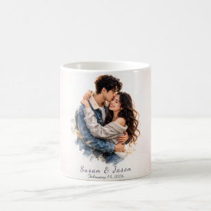 Mug Cadeau personnalisé de Saint-Valentin aquarelle su