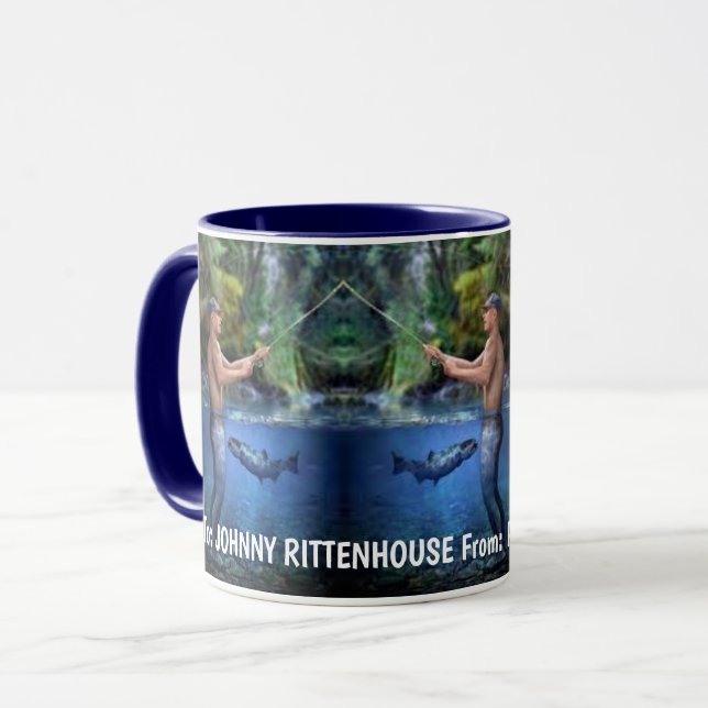 Mug Cadeau personnalisé drôle pour pêcheur (Devant gauche)