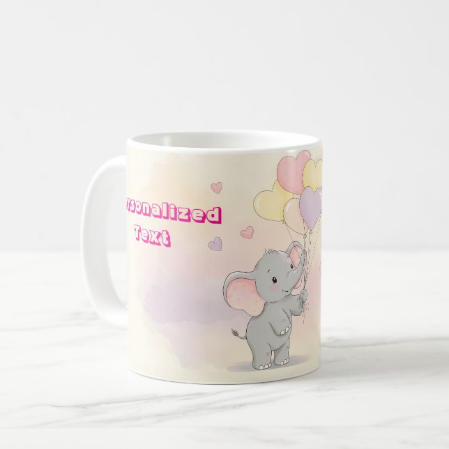 Mug Cadeau personnalisé éléphant mignon pour maman (Devant gauche)