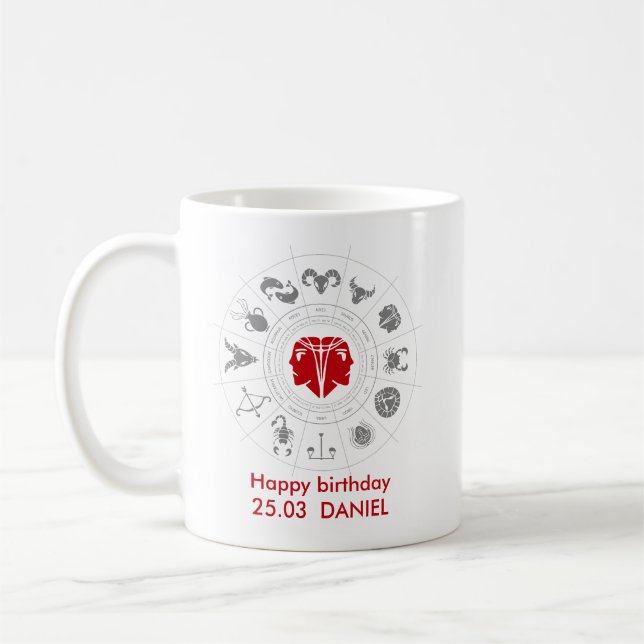 Mug Cadeau personnalisé Gemini Zodiac (Gauche)
