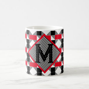 Mug Cadeau Personnalisé Géométrique Monogramme Rouge N