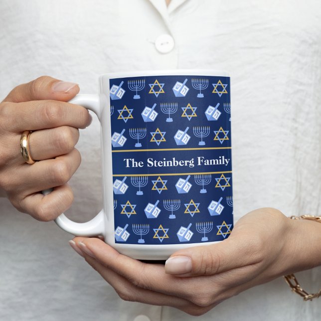 Mug Cadeau personnalisé Hanoukka Dreidel Menorah (Créateur téléchargé)