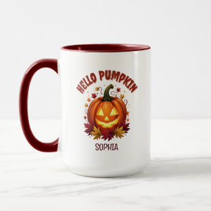 Mug Cadeau personnalisé Hello Pumpkin Halloween pour f