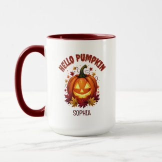 Mug Cadeau personnalisé Hello Pumpkin Halloween pour f