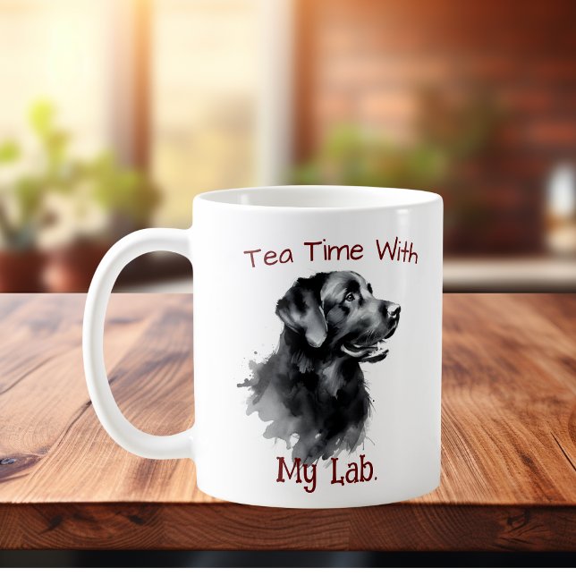 Mug Cadeau Personnalisé Labrador Noir (Elegant watercolor Black Labrador, Customize with your own few words.)