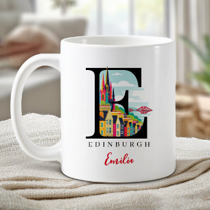 Mug Cadeau Personnalisé Lettre E Monogramme d'Édimbour