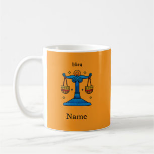 Mug Cadeau Personnalisé Libra Zodiaque Rétro Pop Art