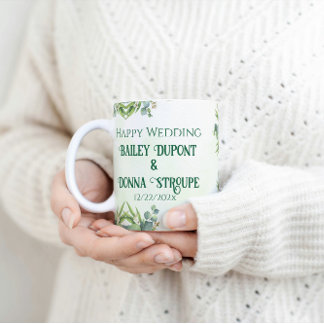Mug Cadeau Personnalisé Mariage Eucalyptus Anniversair