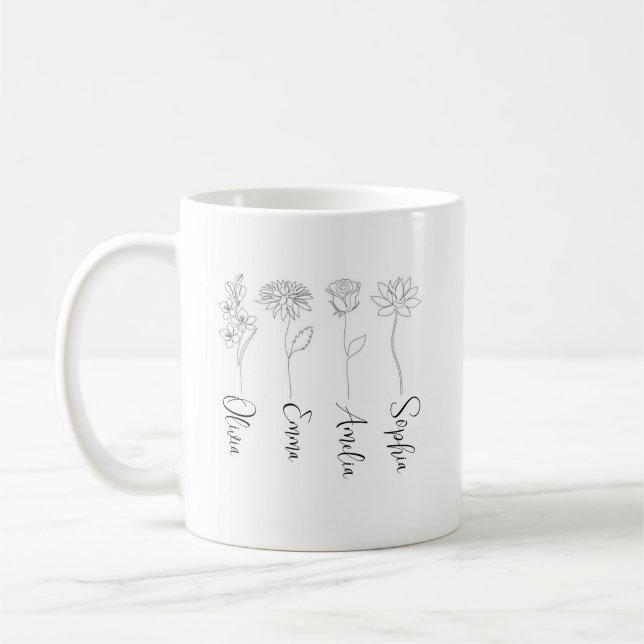 Mug Cadeau personnalisé Mois de naissance Plante Lover (Gauche)