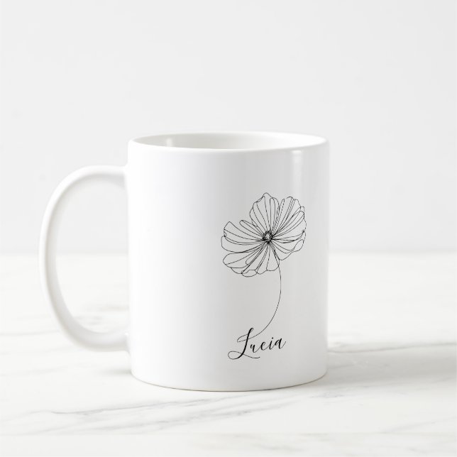 Mug Cadeau personnalisé Octobre Cosmos Fleur de naissa (Gauche)