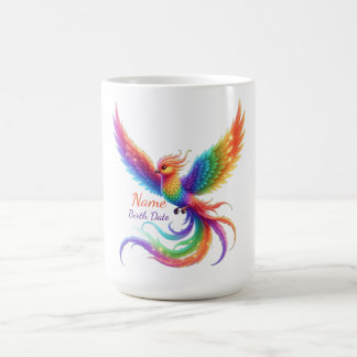 Mug Cadeau Personnalisé Phoenix Arc-en-Ciel Date de Na