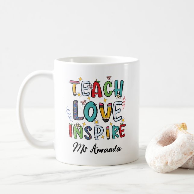 Mug Cadeau personnalisé pour enseignant 'Enseigner Amo (Avec donut)