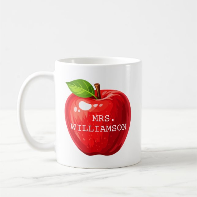 Mug Cadeau personnalisé pour l'enseignant Apple (Gauche)