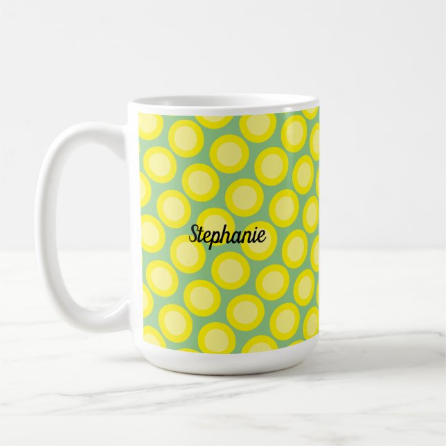 Mug Cadeau personnalisé vert sauge jaune citron (Gauche)