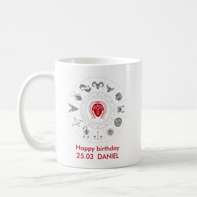 Mug Cadeau personnalisé Virgo Zodiac Anniversaire (Gauche)