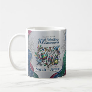 Mug Cadeau photo de mariage moderne pour les 10 ans de