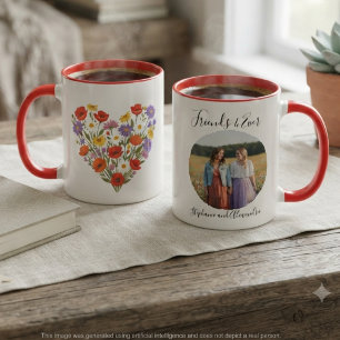 Mug Cadeau photo de meilleure amie avec cœur floral