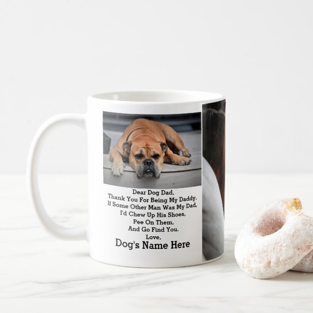 Mug Cadeau photo de père de chien personnalisé moderne (Avec donut)