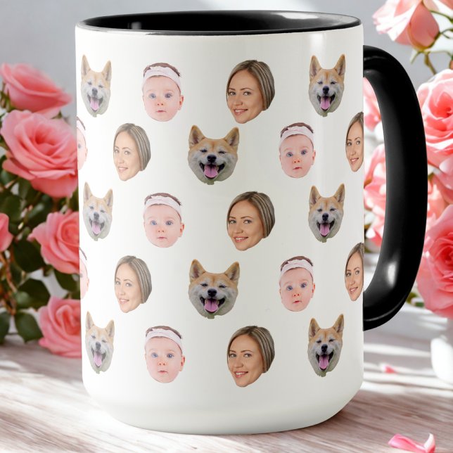 Mug Cadeau photo Face 3 personnalisé pour la famille (Créateur téléchargé)